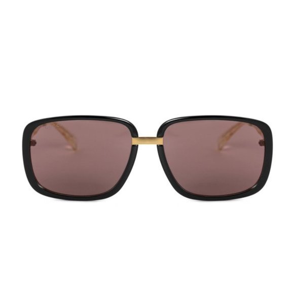 Gucci Black/Brown Rectangular Sunglasses - Picture 1 of 5